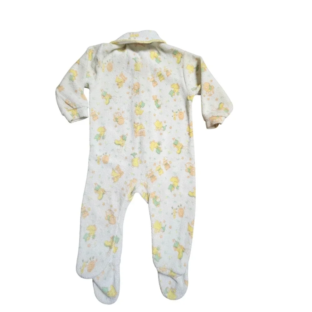 Vintage Carter's Baby Bear Star Print Footed Sleeper M Fleece‎ Pajamas USA Retro